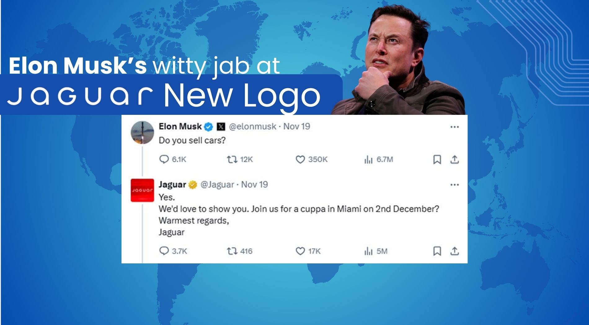 Elon Musk’s witty jab at Jaguar's New Logo